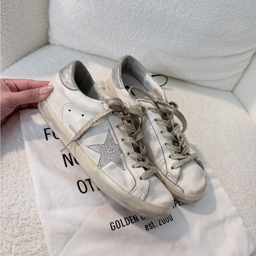 Golden Goose White Sneakers with Silver Star